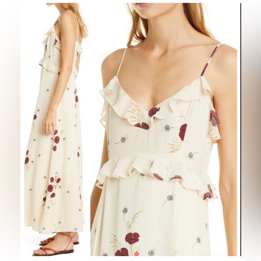 Joie Cassiel Ruffled Floral Maxi Dress Size S/M